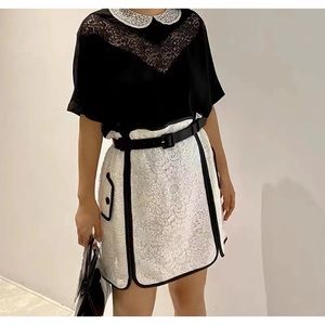 Self Portrait Contrast Trim Lace Mini Skirt